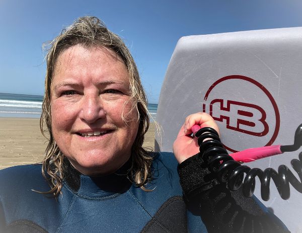 Birgit Gosejacob with bodyboard